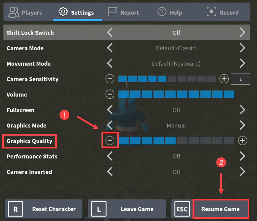 adjust graphics changes; improve game performance; Roblox graphics settings; fix lag on Roblox