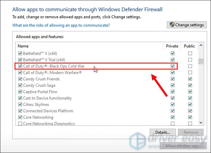 allow Call of Duty Black Ops Cold War through Windows Firewall