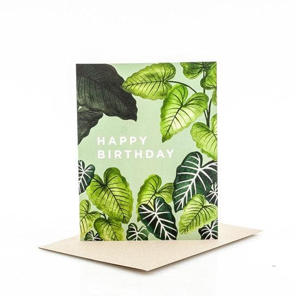 Alocasia Happy Birthday Card - Green Fresh Florals + Plants