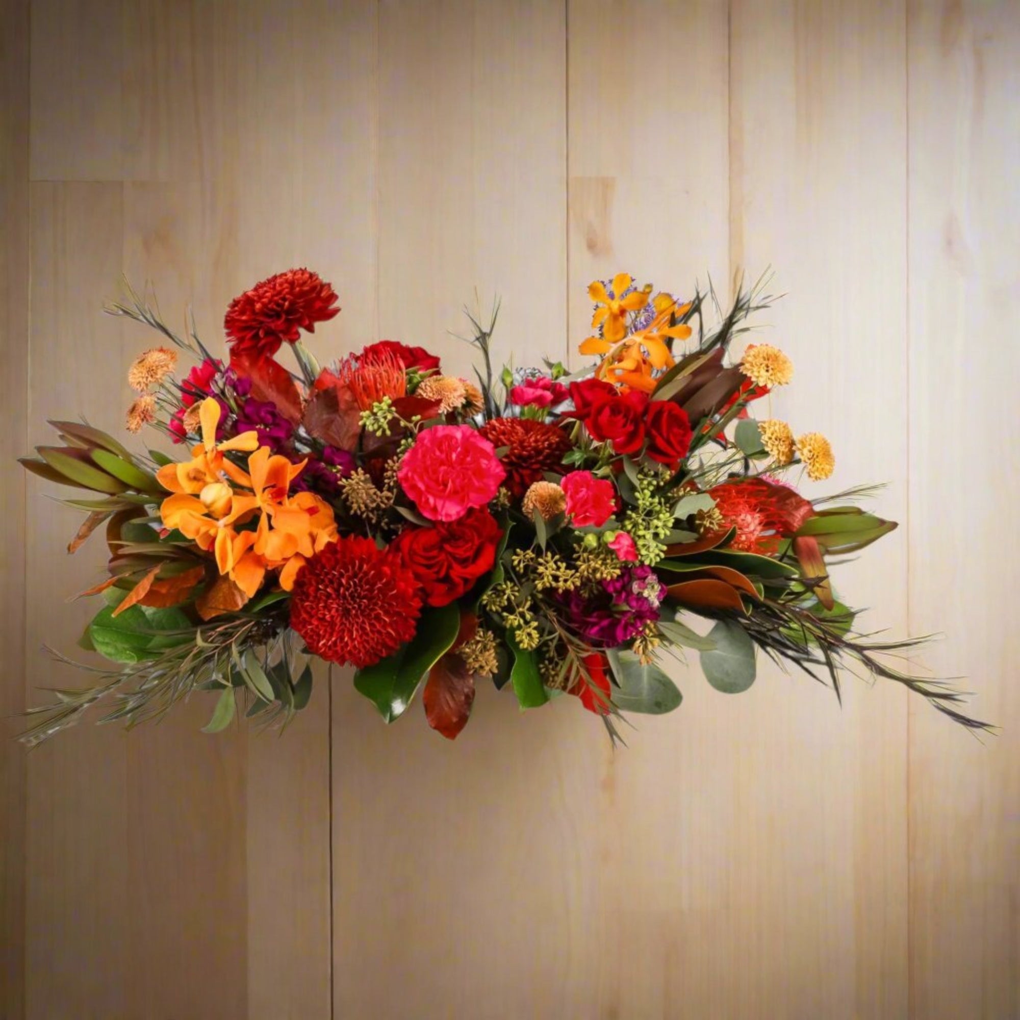 Autumn Harvest Centerpiece - Green Fresh Florals + Plants