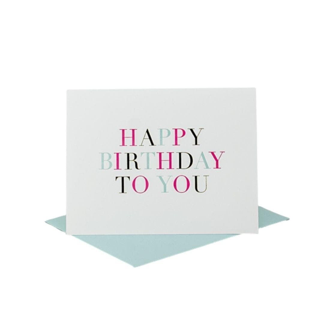 Colorful Happy Birthday Card - Green Fresh Florals + Plants