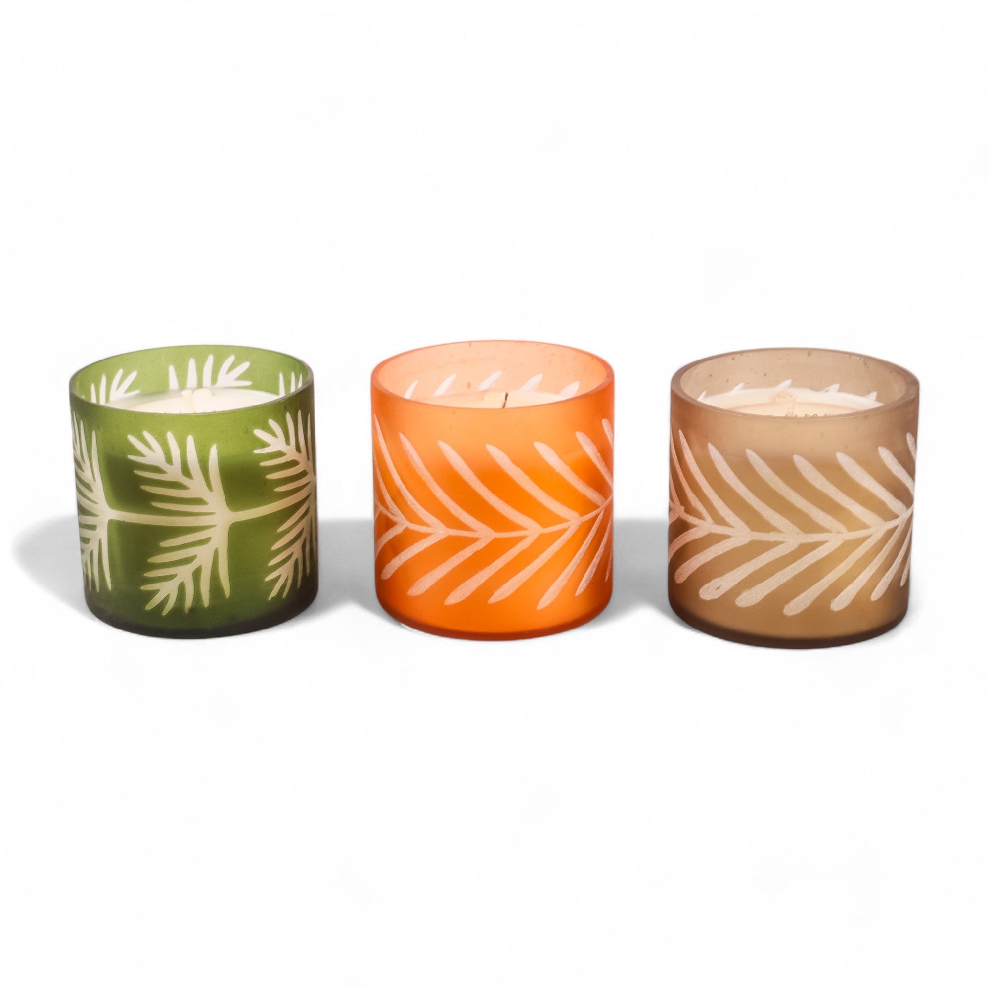 Decorative Glass Candle - Green Fresh Florals + Plants