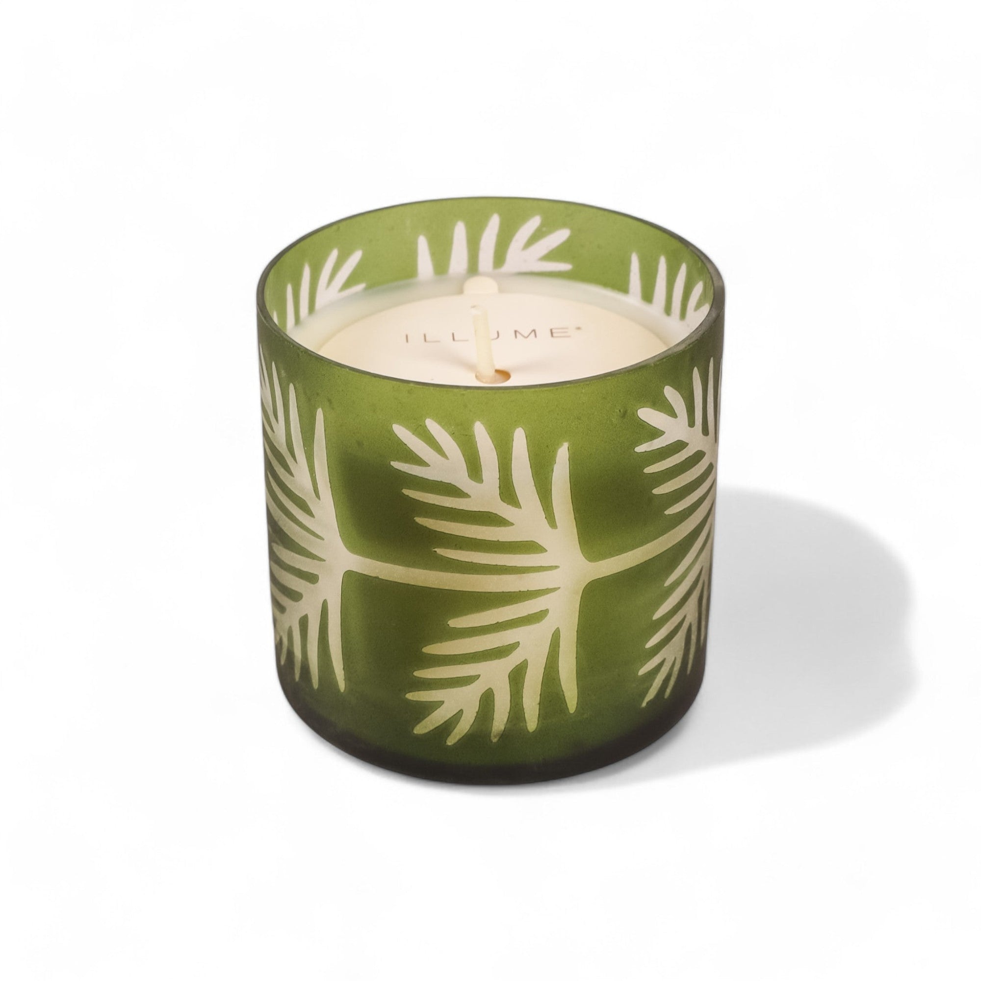 Decorative Glass Candle - Green Fresh Florals + Plants