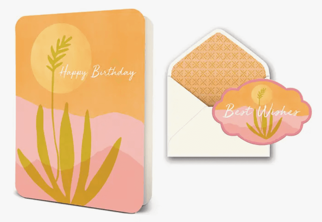 Deluxe Golden Agave Birthday Card - Green Fresh Florals + Plants