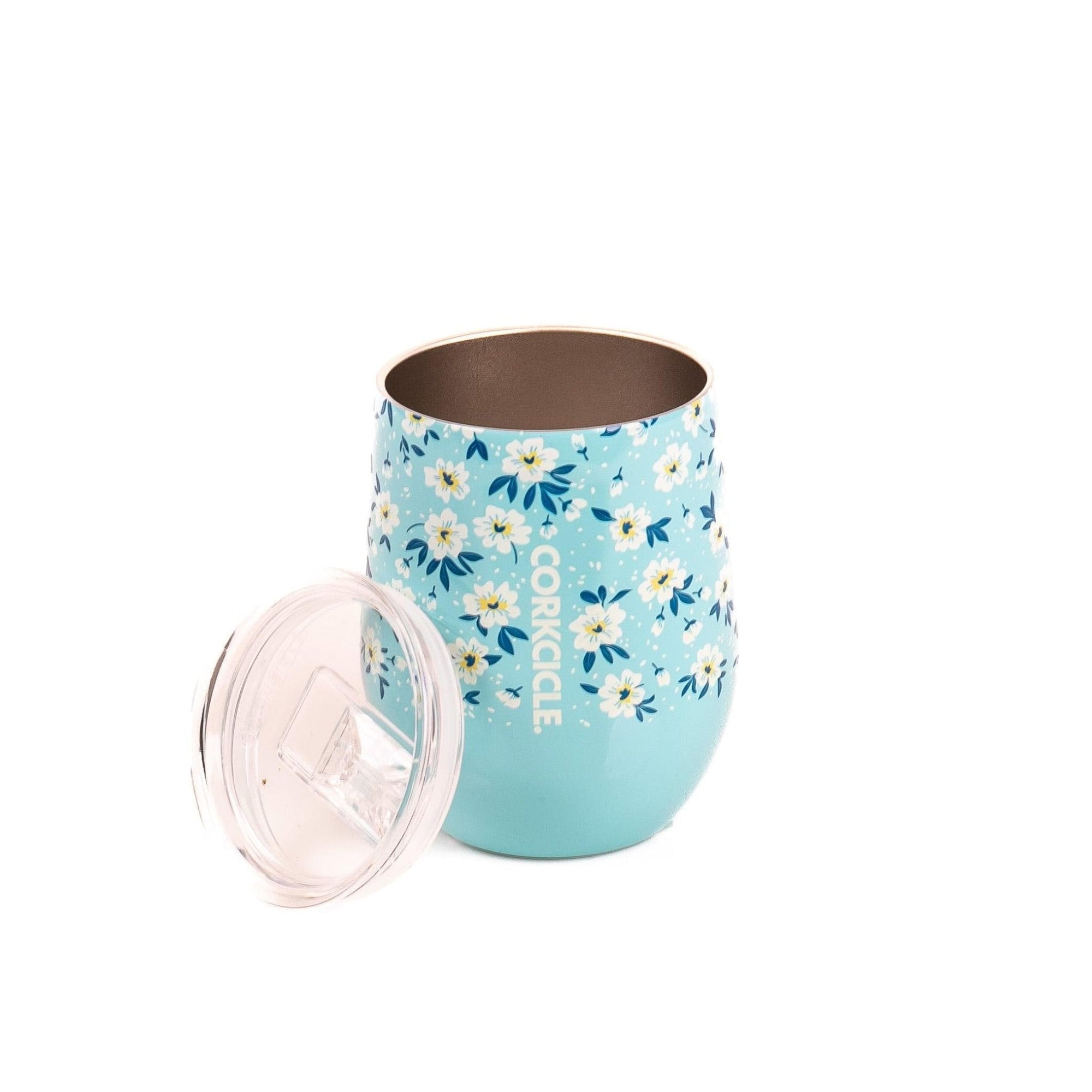 Ditsy Floral Blue Stemless Cup - Green Fresh Florals + Plants