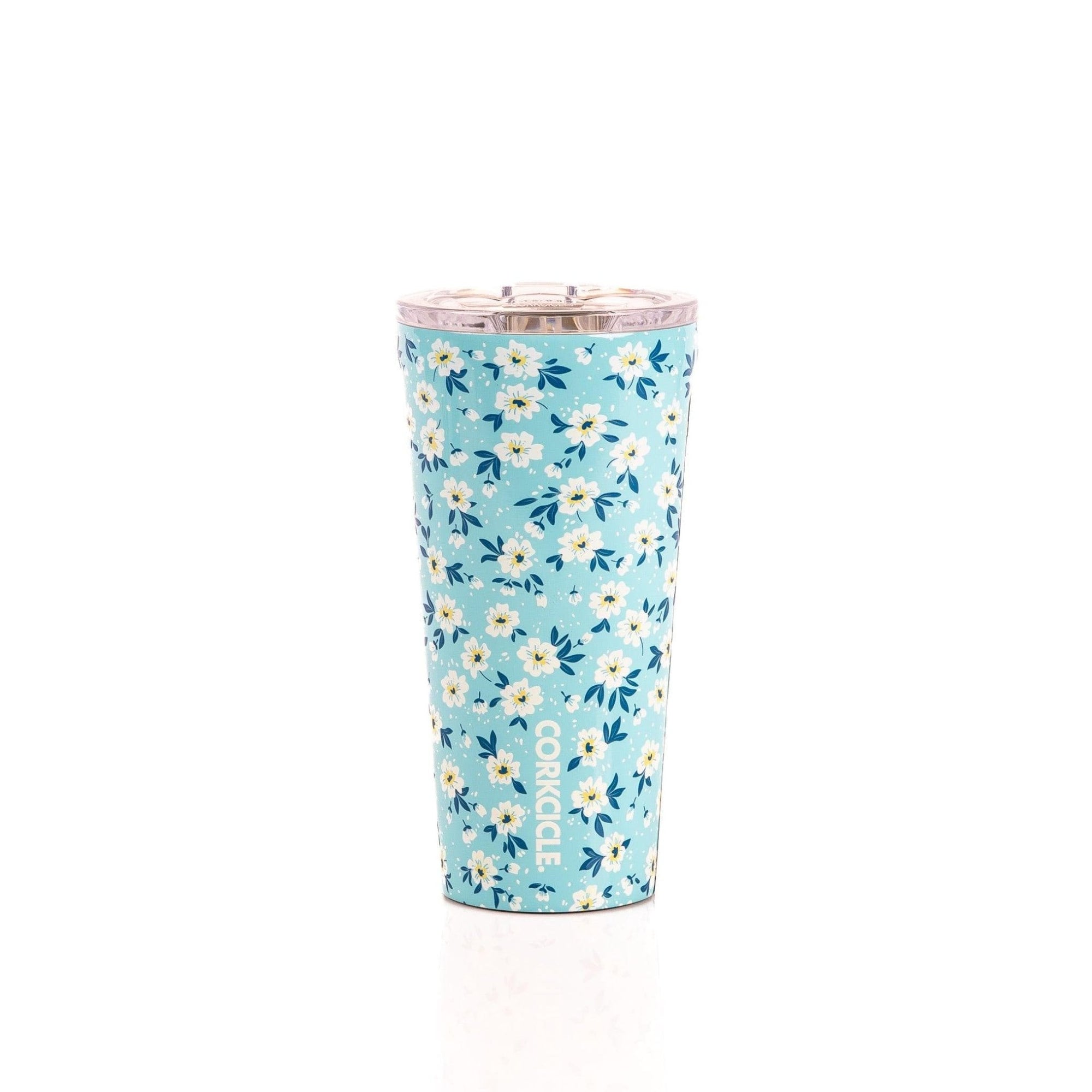 Ditsy Floral Blue Tumbler - Green Fresh Florals + Plants