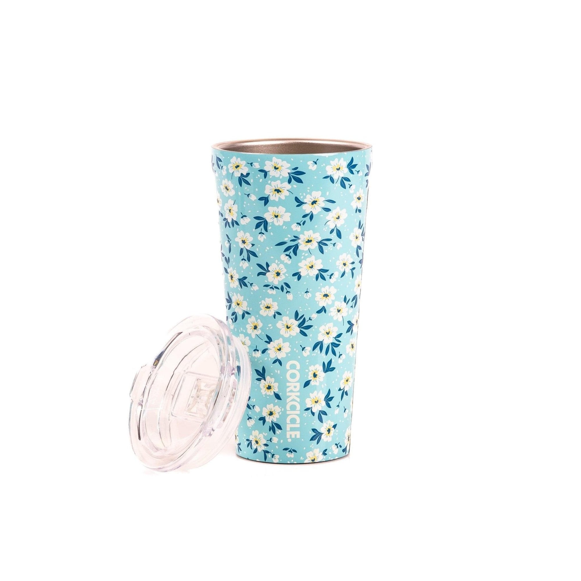 Ditsy Floral Blue Tumbler - Green Fresh Florals + Plants