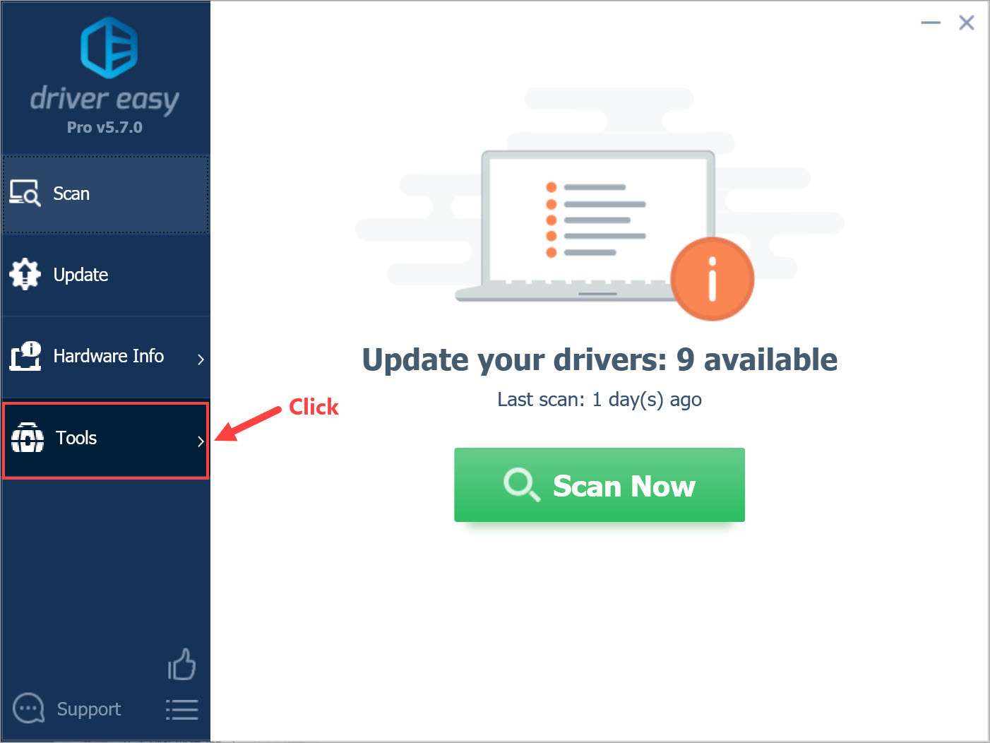 Driver Easy Pro click Tools