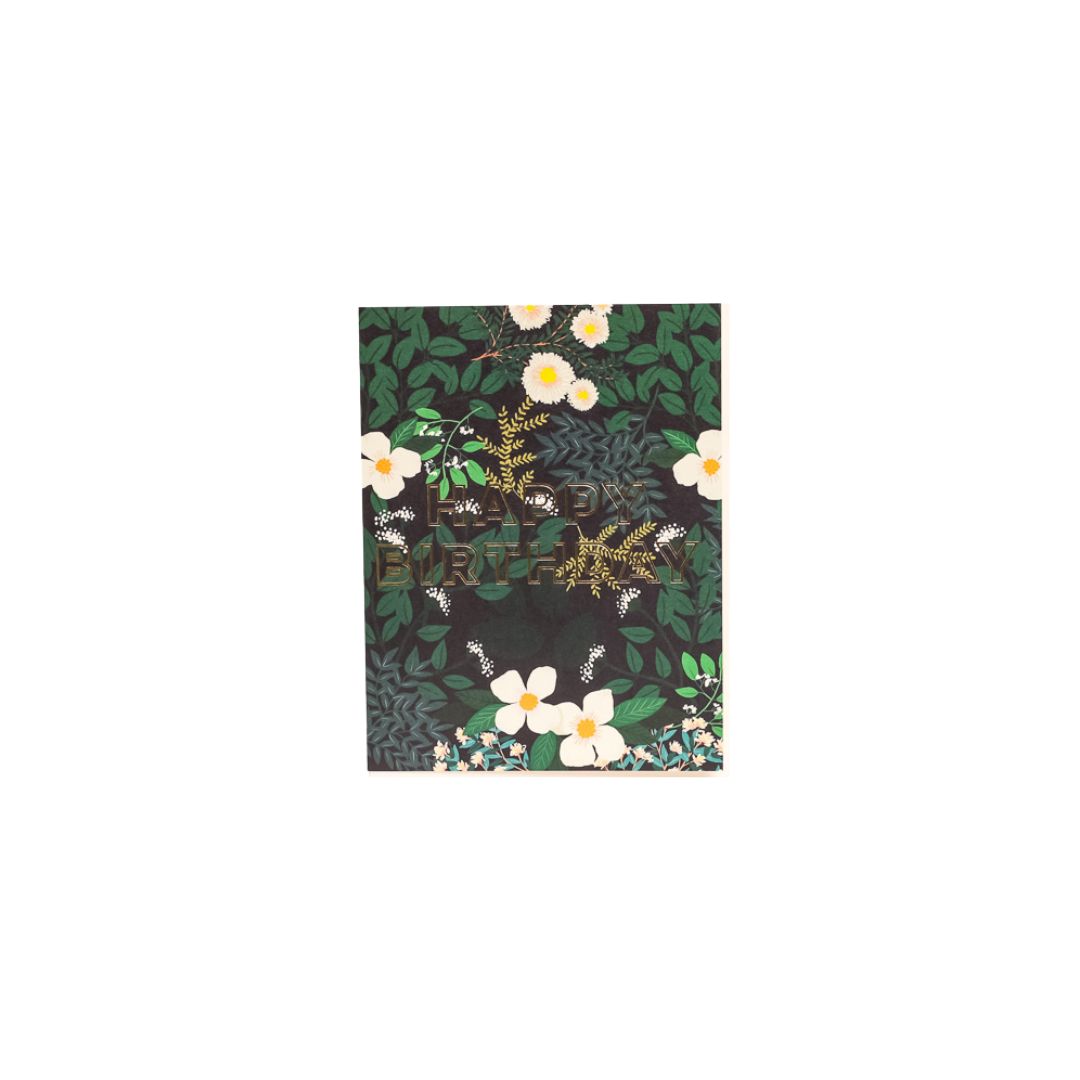 Emerald Forest Birthday Card - Green Fresh Florals + Plants