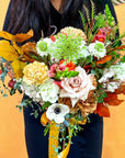 Fall Hand - Tied Bouquet - Green Fresh Florals + Plants