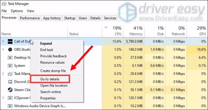 change priority level Modern to fix Warfare high CPU usage