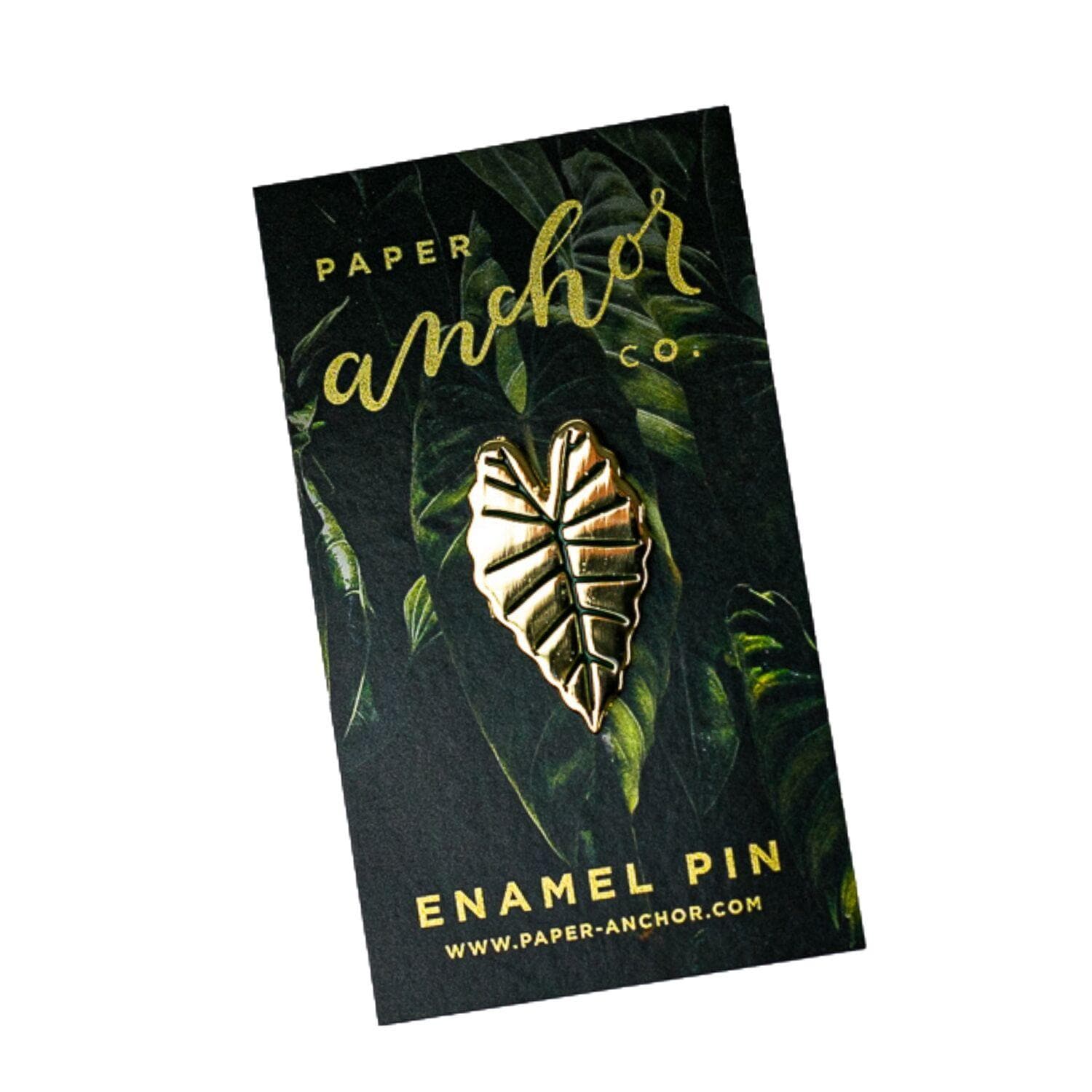 Gold Alocasia Leaf Lapel Pin - Green Fresh Florals + Plants