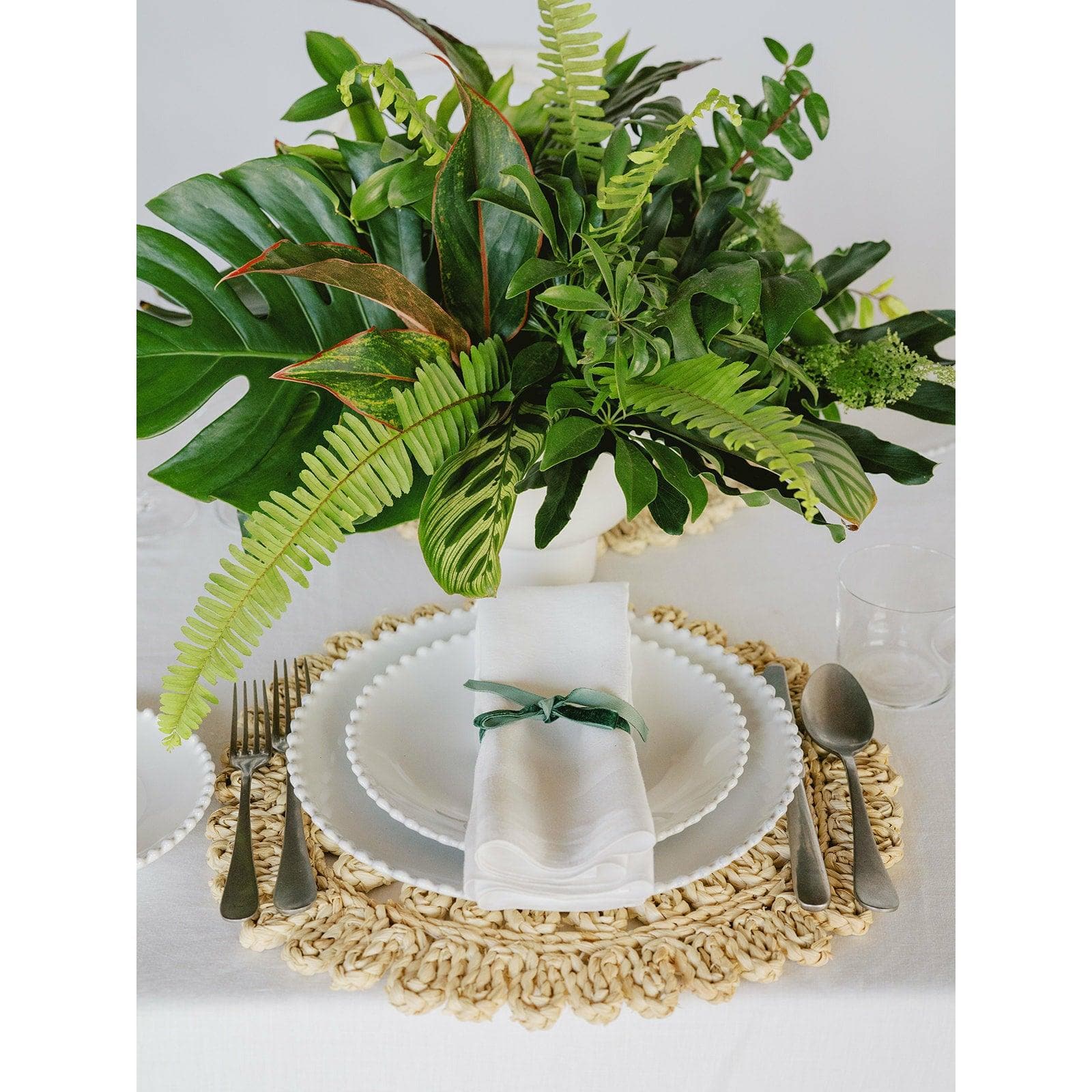 Green Monochrome A la Carte Centerpiece - Green Fresh Florals + Plants