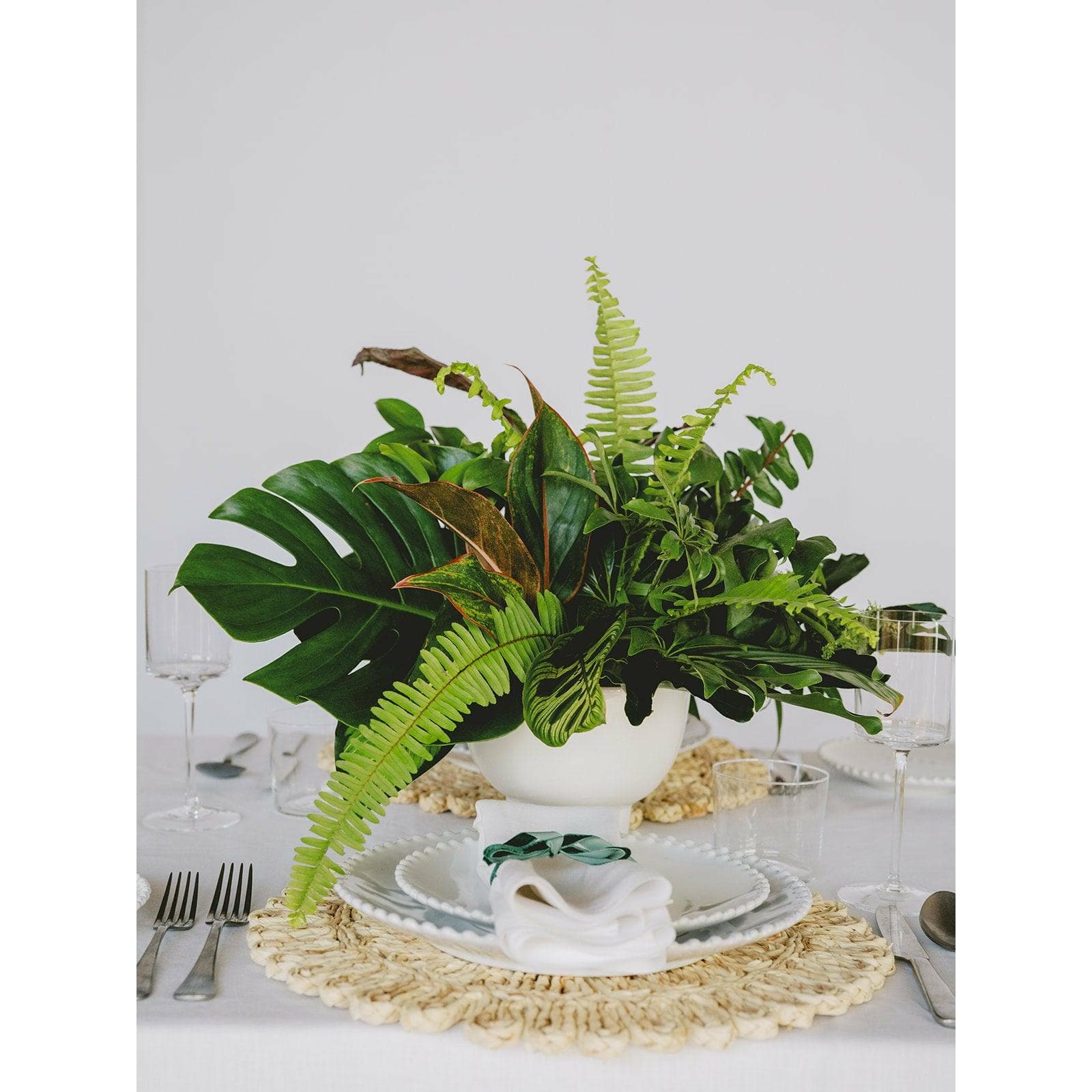 Green Monochrome A la Carte Centerpiece - Green Fresh Florals + Plants