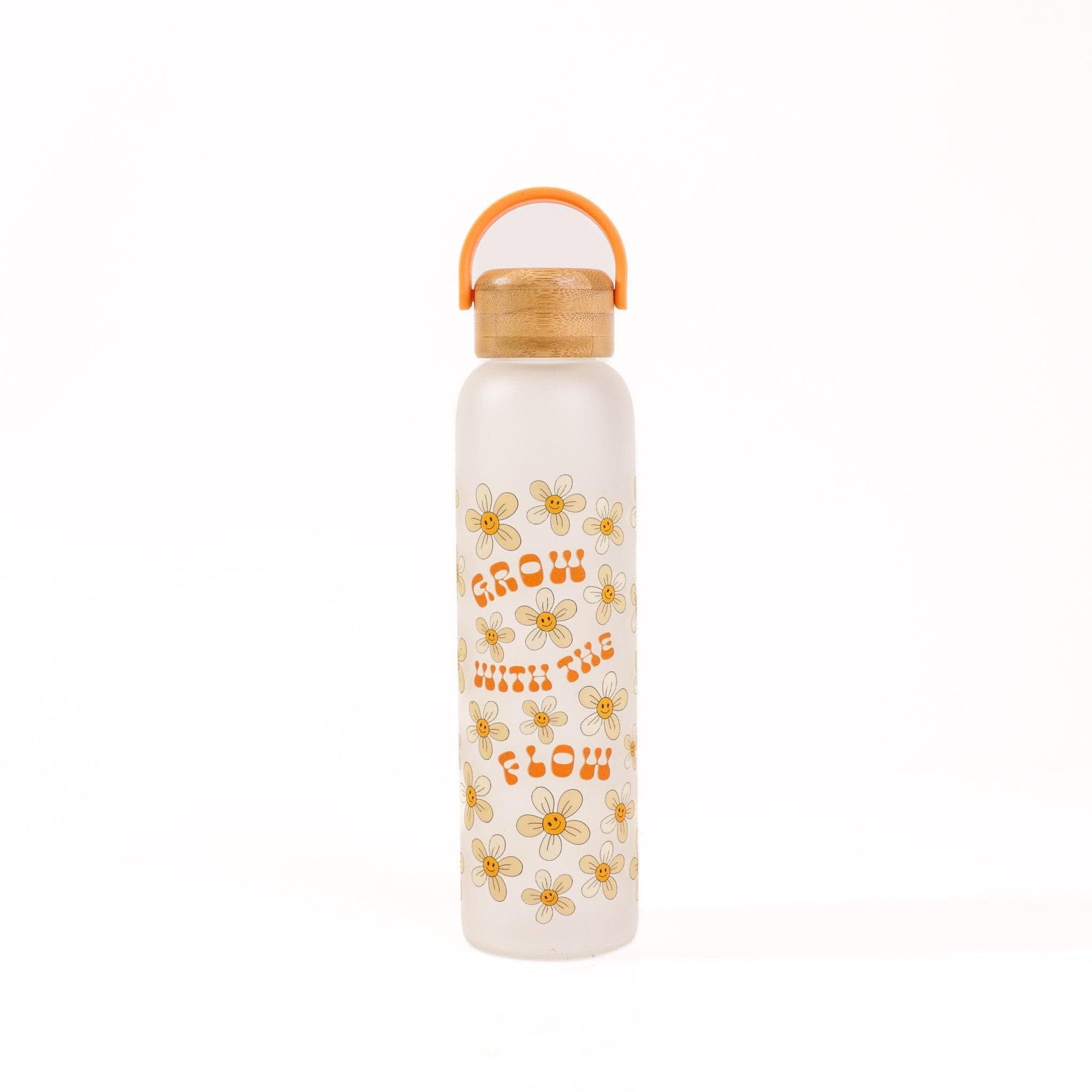 Grow with the Flow Glass Water Bottle - Green Fresh Florals + Plants