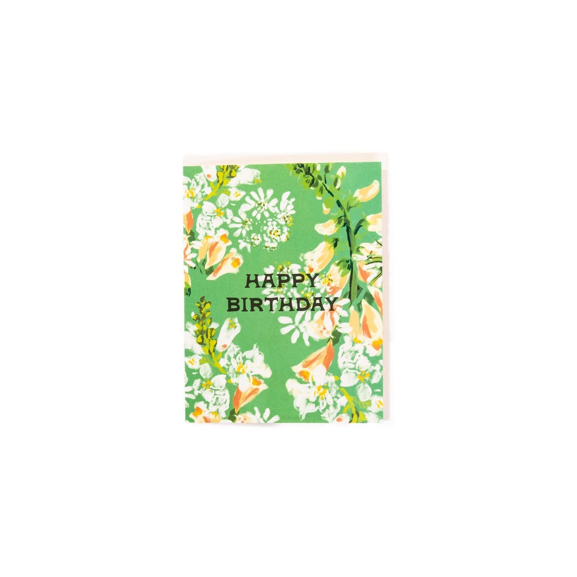 Happy Birthday Green Floral Card - Green Fresh Florals + Plants