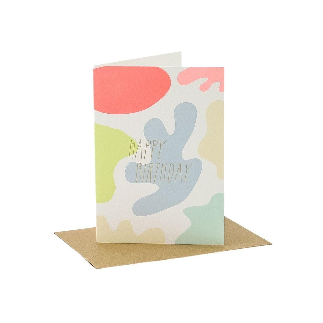 Happy Birthday Splashes Card - Green Fresh Florals + Plants