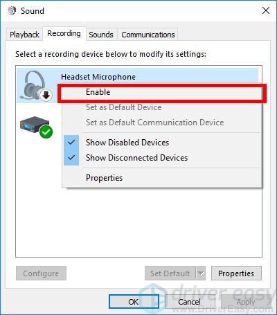 Enable headset microphone recording