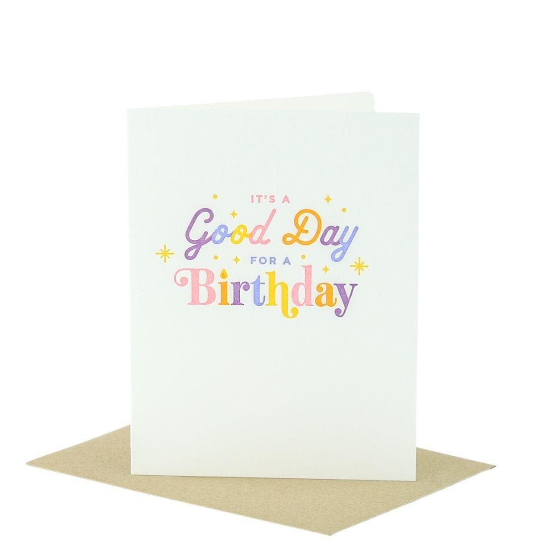 It's a Good Day Birthday Card - Green Fresh Florals + Plants