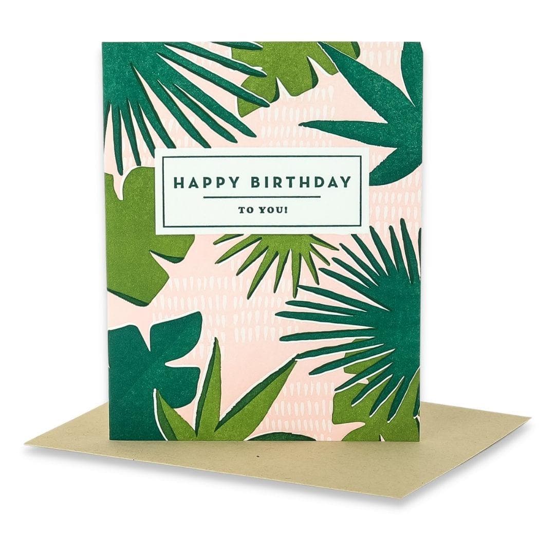 Jungle Birthday Card - Green Fresh Florals + Plants