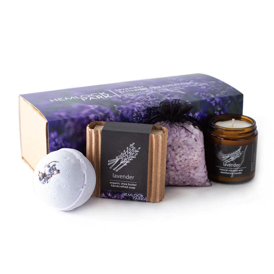 Lavender Artisanal Spa Gift Box - Green Fresh Florals + Plants