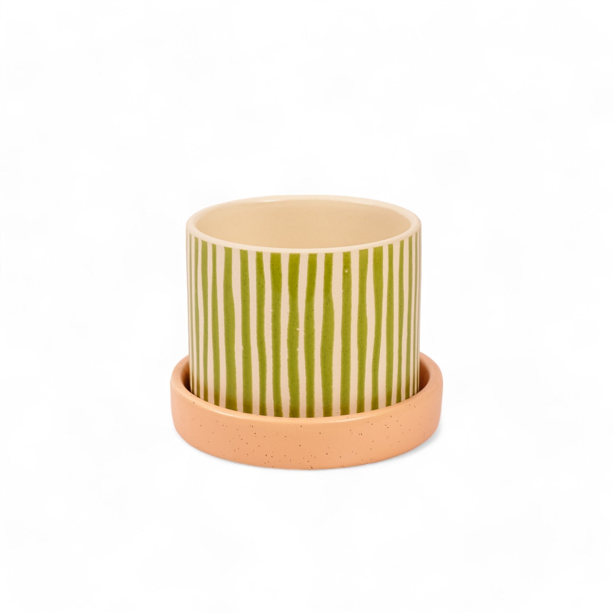 Melancia Pot + Saucer - Green Fresh Florals + Plants