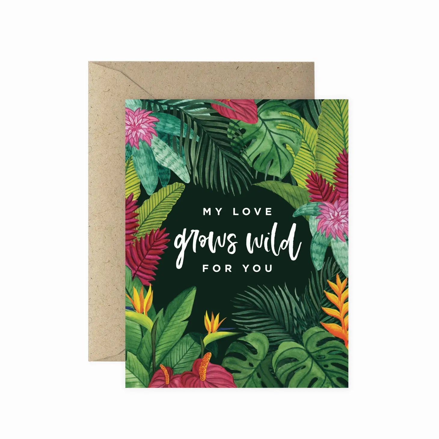 My Love Grows Wild Greeting Card - Green Fresh Florals + Plants