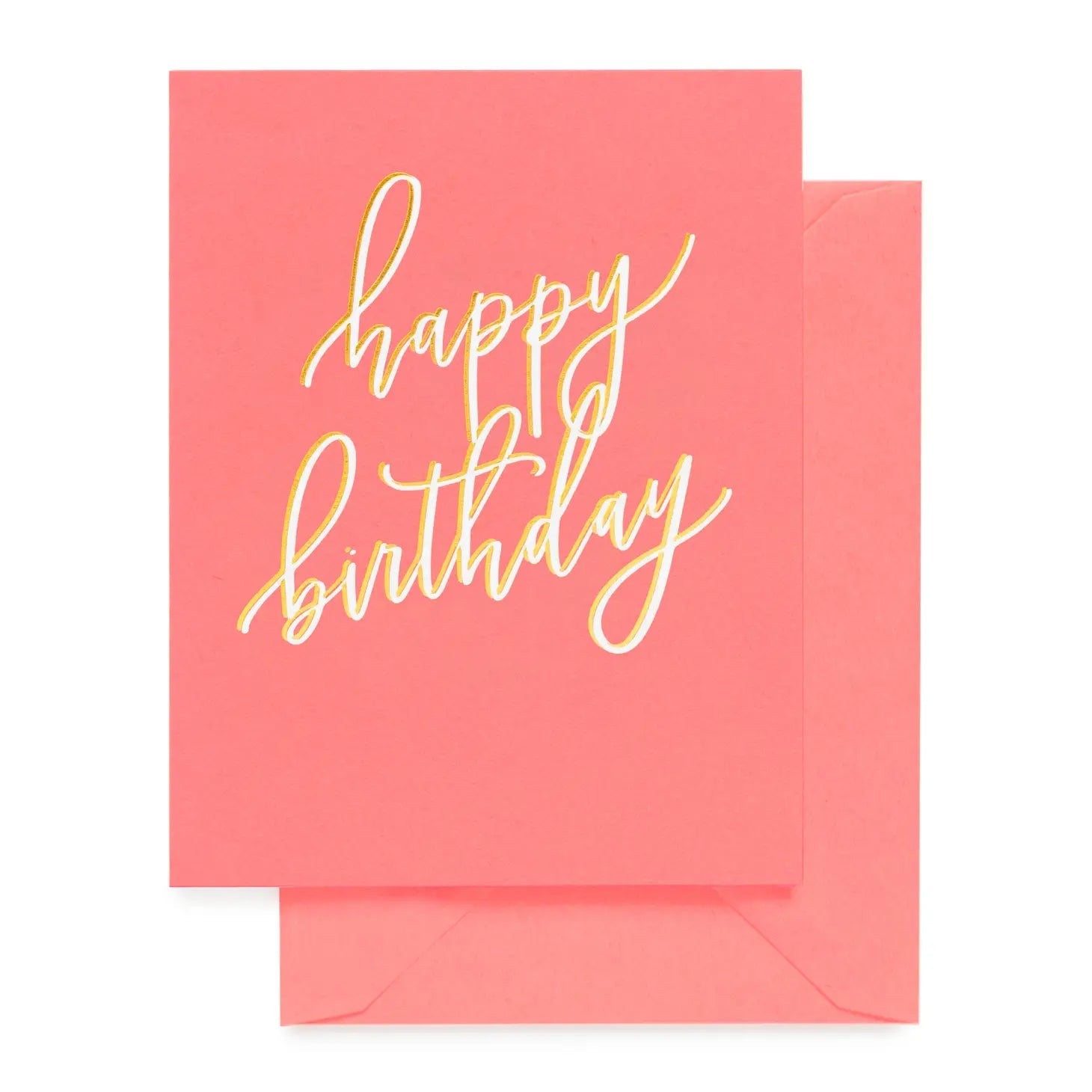 Neon Happy Birthday Card - Green Fresh Florals + Plants