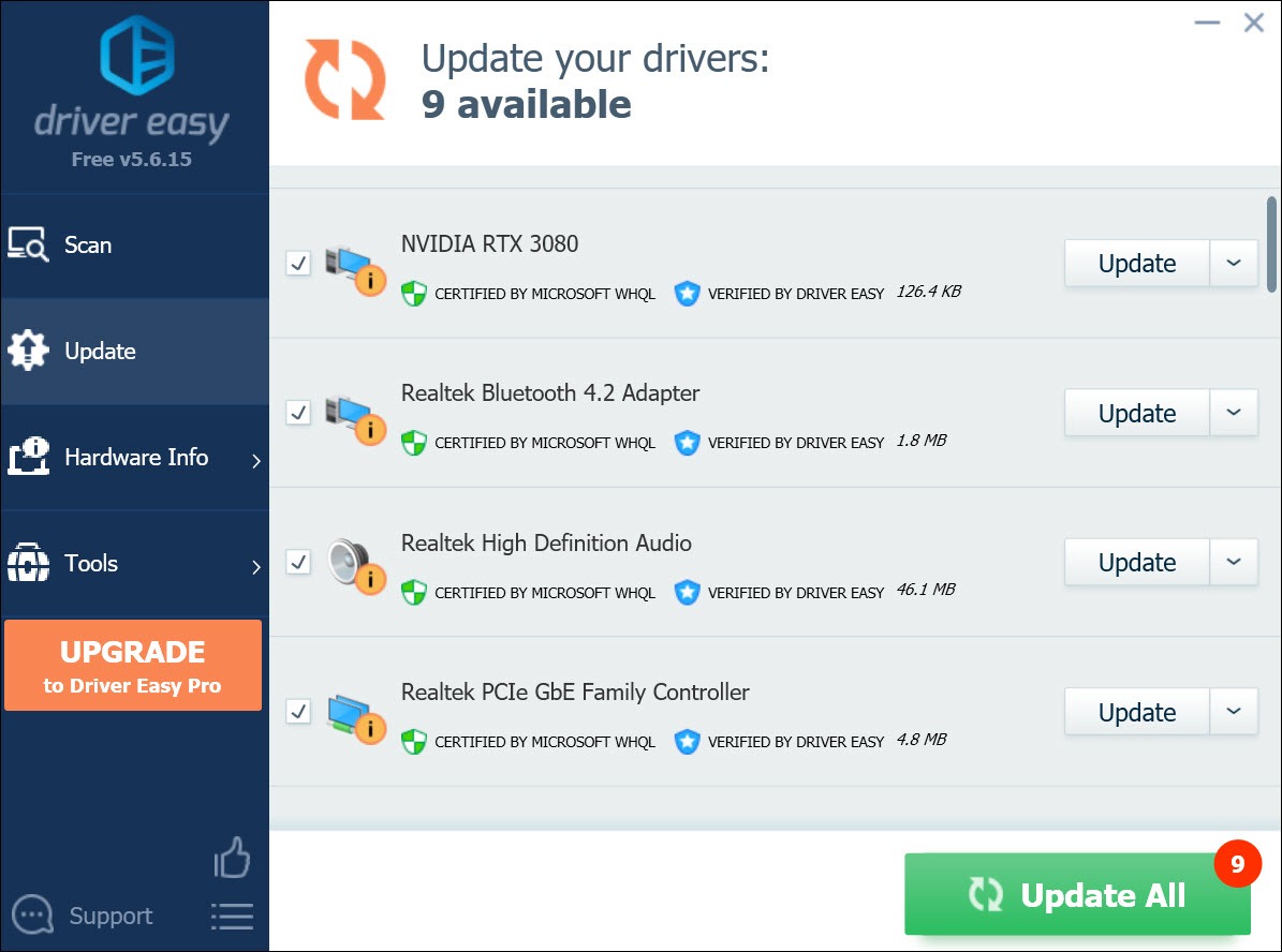 update graphics card driver automatically with Driver Easy to fix Modern Warfare high CPU usage