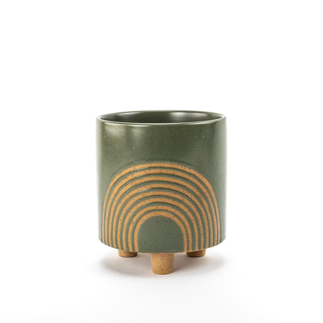 Olive Rainbow Stoneware Planter - Green Fresh Florals + Plants