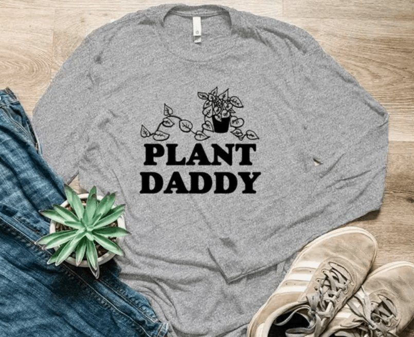 Plant Daddy Long Sleeve Tee - Green Fresh Florals + Plants