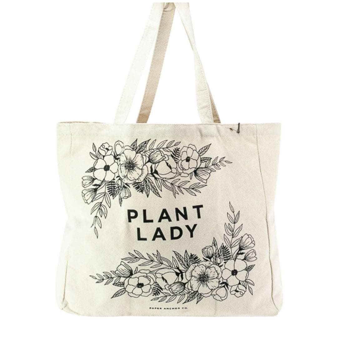 Plant Lady Tote Bag - Green Fresh Florals + Plants