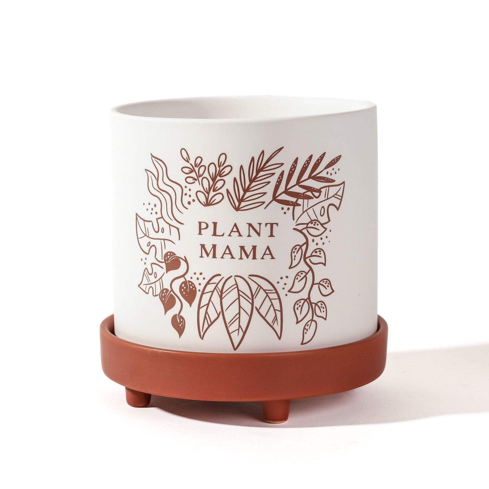 Plant Mama Ceramic Pot - Green Fresh Florals + Plants