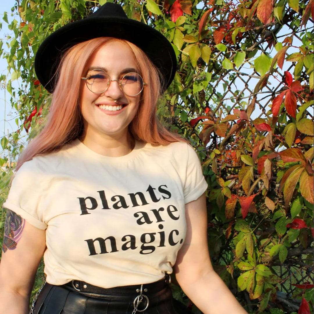 Plants Are Magic T-shirt - Green Fresh Florals + Plants