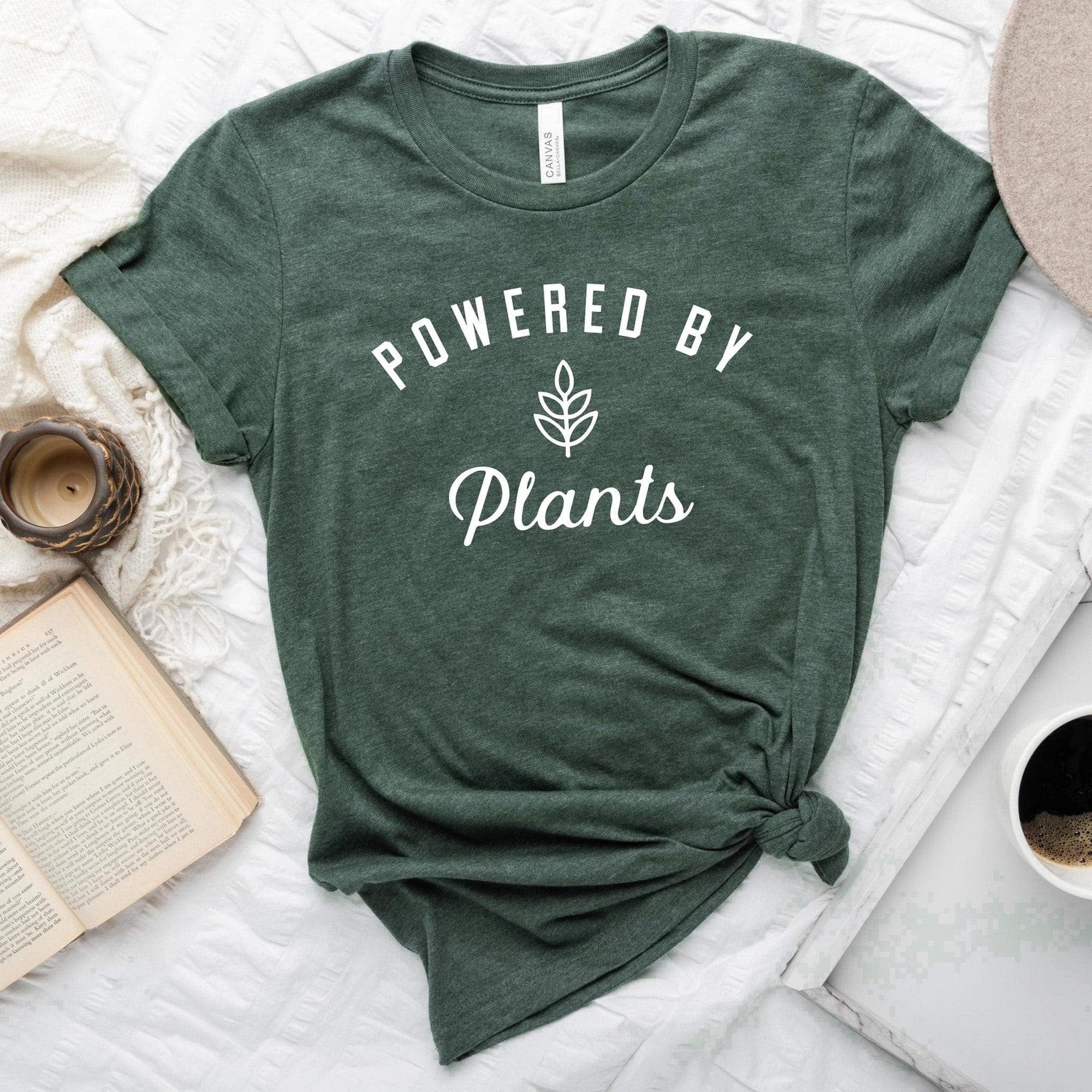 Powered By Plants T-Shirt - Green Fresh Florals + Plants