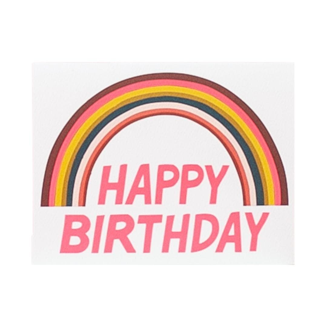 Rainbow Happy Birthday Card - Green Fresh Florals + Plants