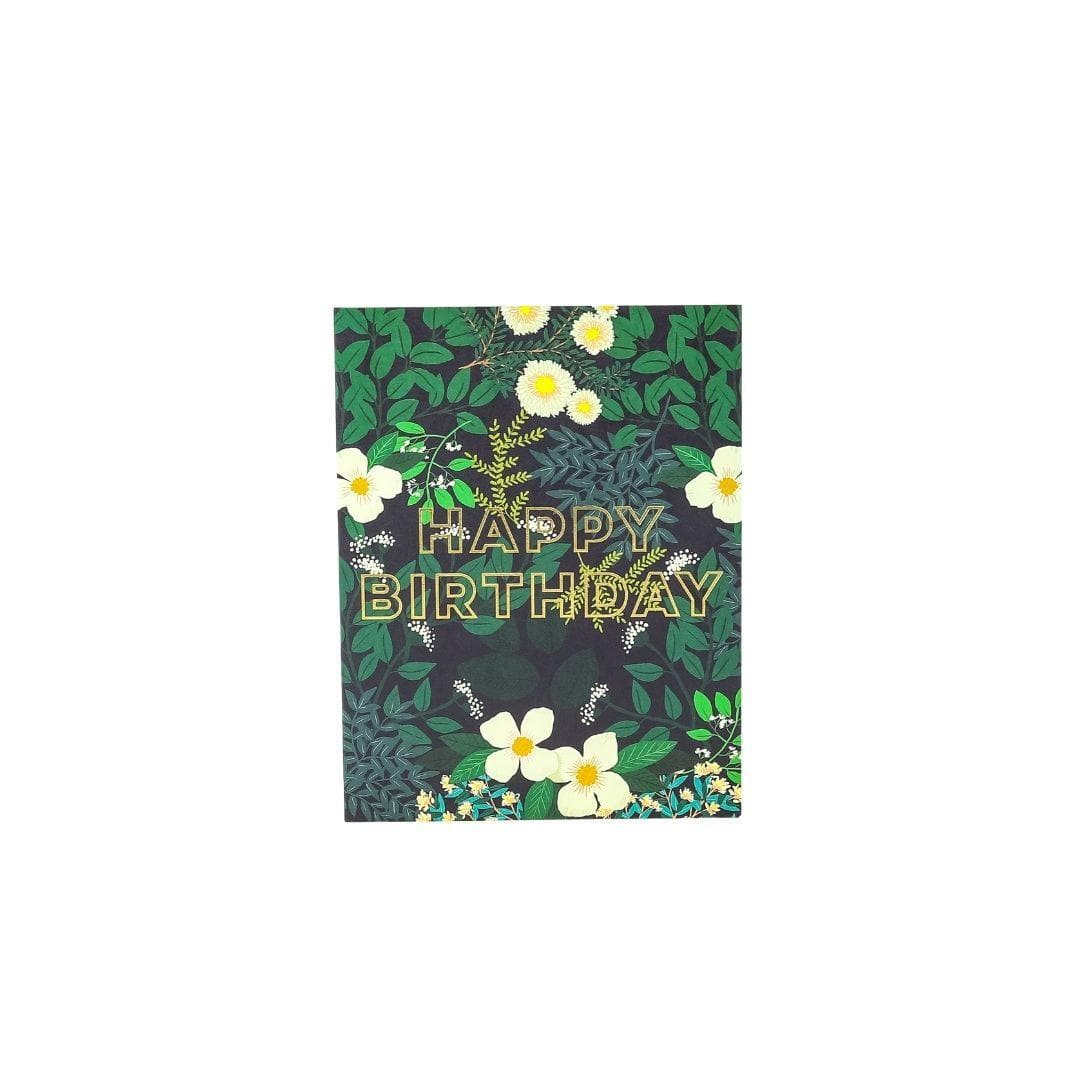 Secret Garden Birthday Card - Green Fresh Florals + Plants