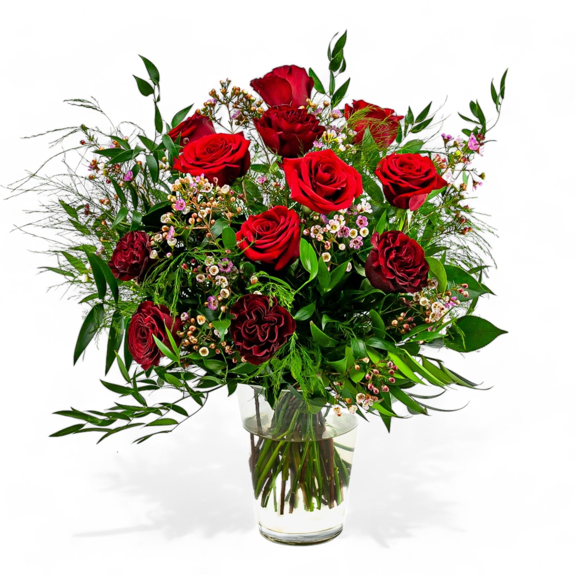 Shades of Red Long - Stem Roses - Green Fresh Florals + Plants