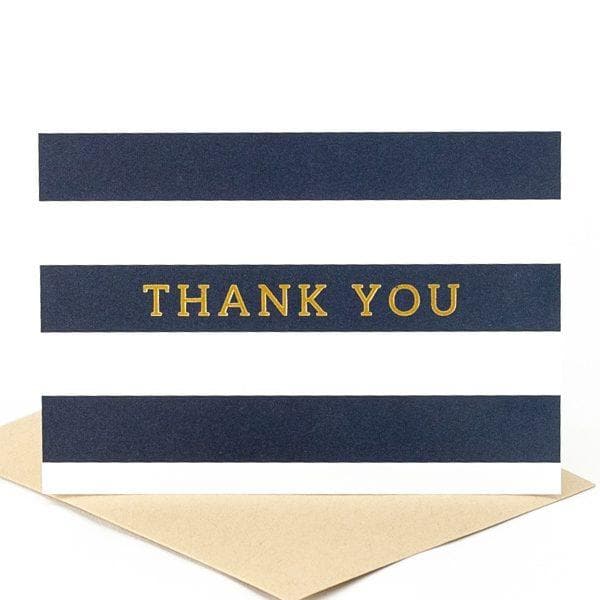 Striped Thank You Card - Green Fresh Florals + Plants