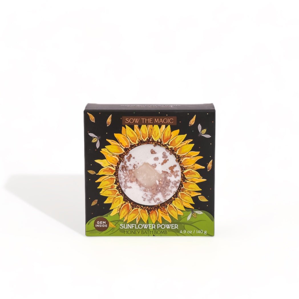 Sunflower Power Honey Bath Bomb - Green Fresh Florals + Plants