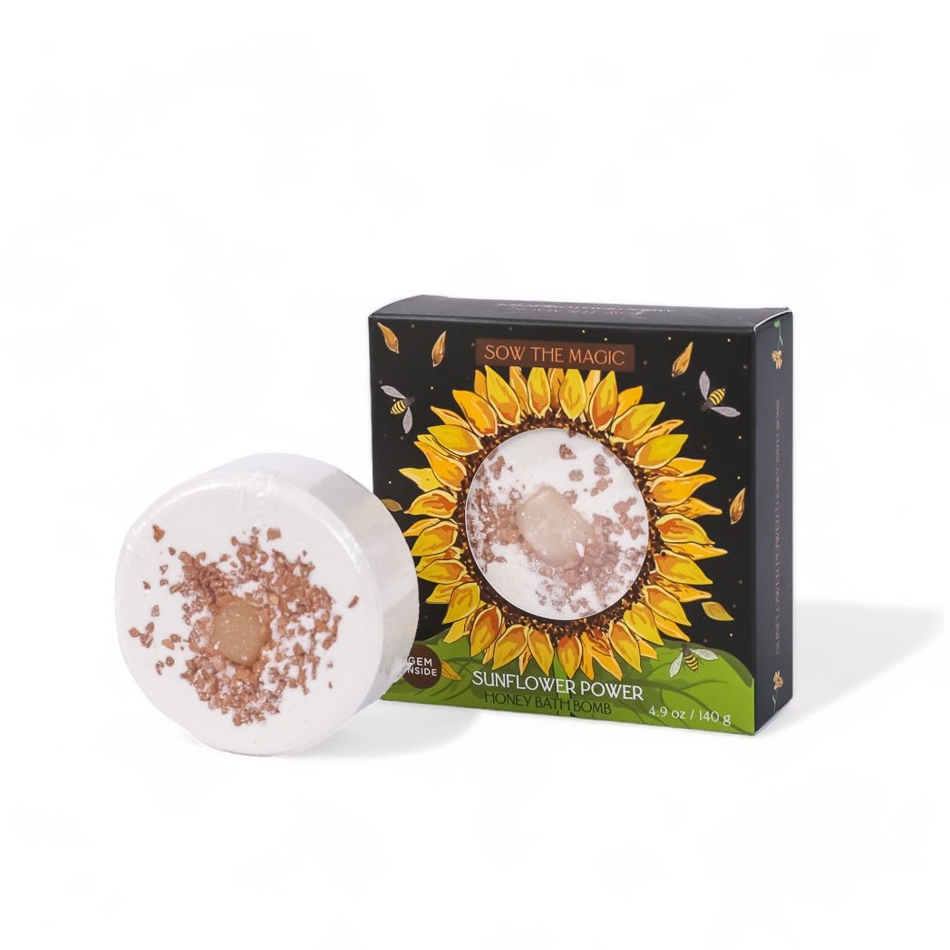 Sunflower Power Honey Bath Bomb - Green Fresh Florals + Plants