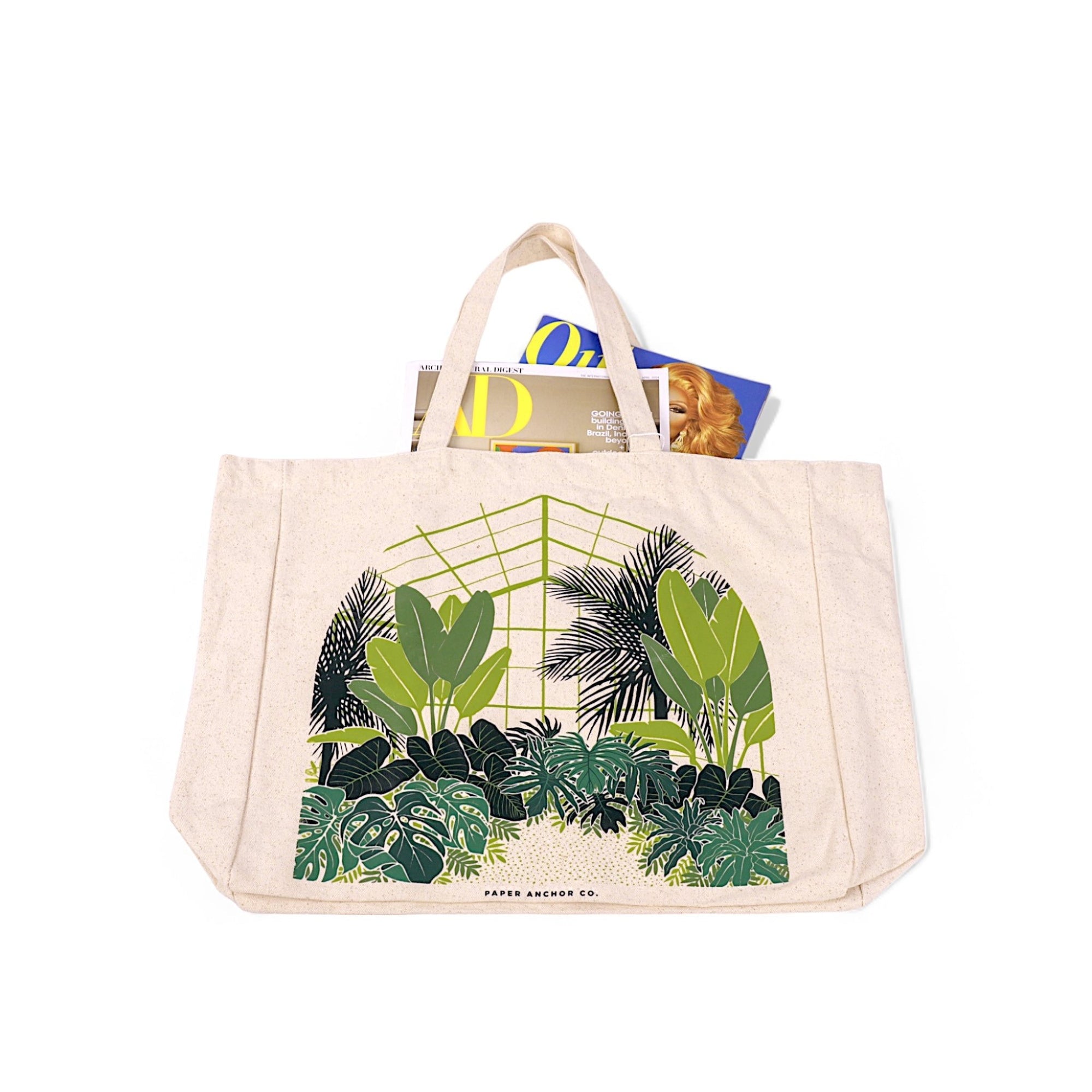 Tropical Conservatory Tote - Green Fresh Florals + Plants