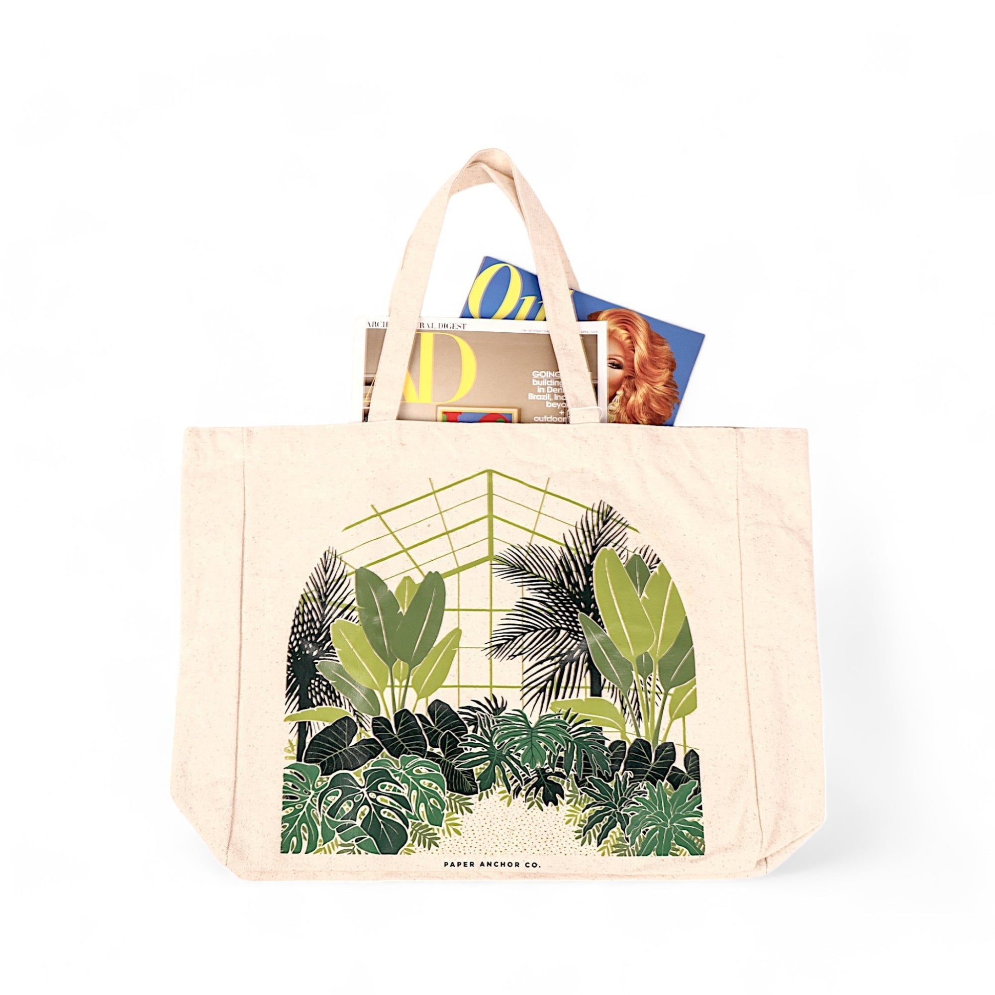 Tropical Conservatory Tote - Green Fresh Florals + Plants