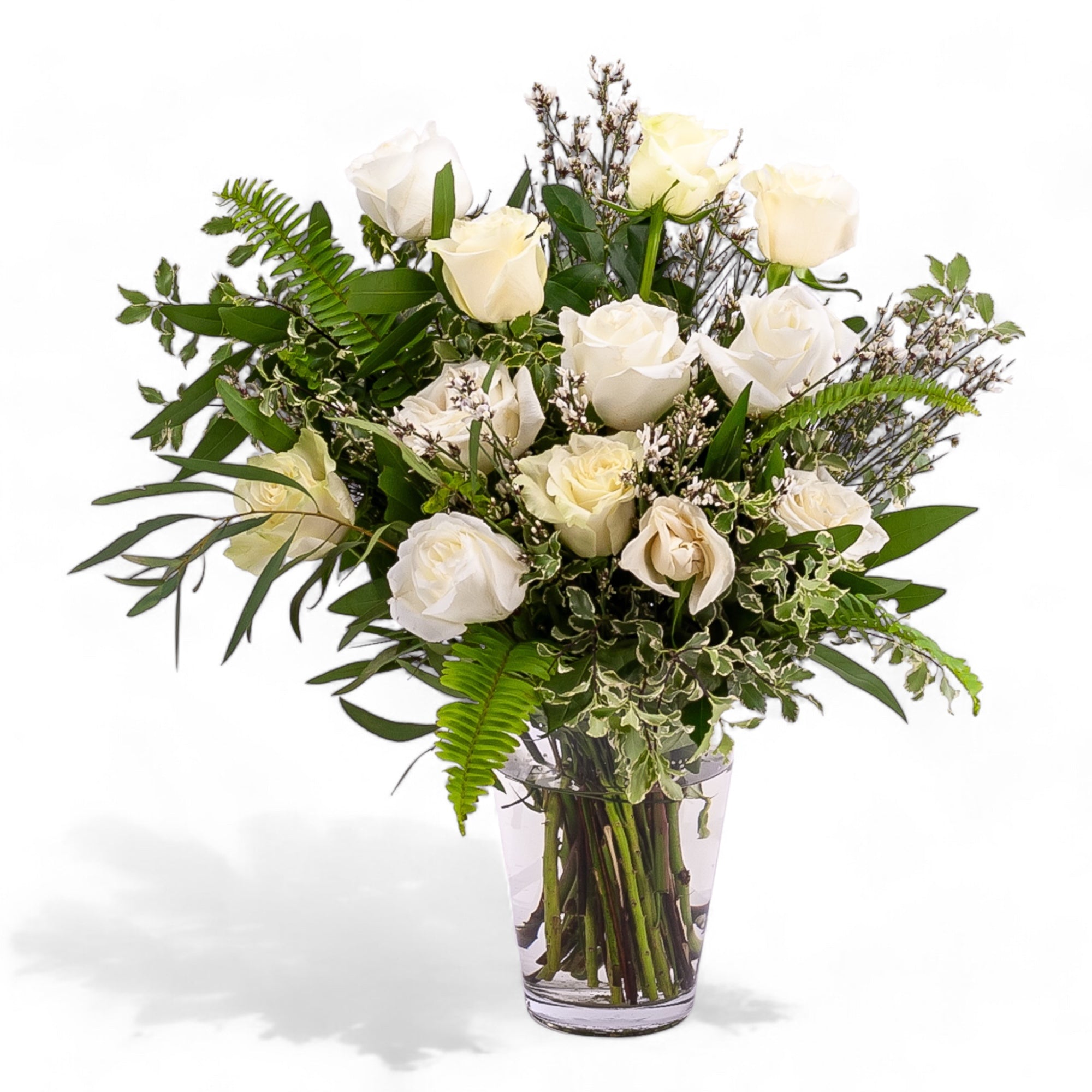 White Long - Stem Roses - Green Fresh Florals + Plants