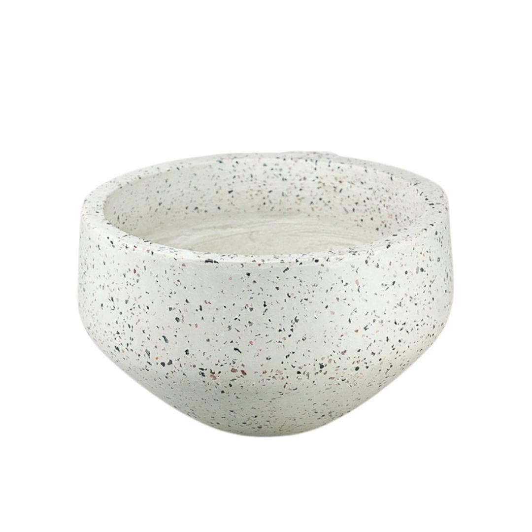 White Terrazzo Razzo Bowl - Green Fresh Florals + Plants