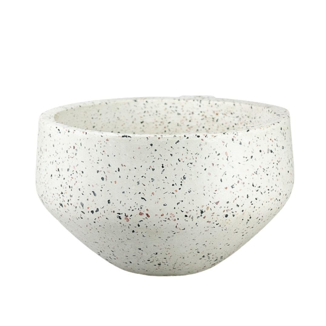 White Terrazzo Razzo Bowl - Green Fresh Florals + Plants