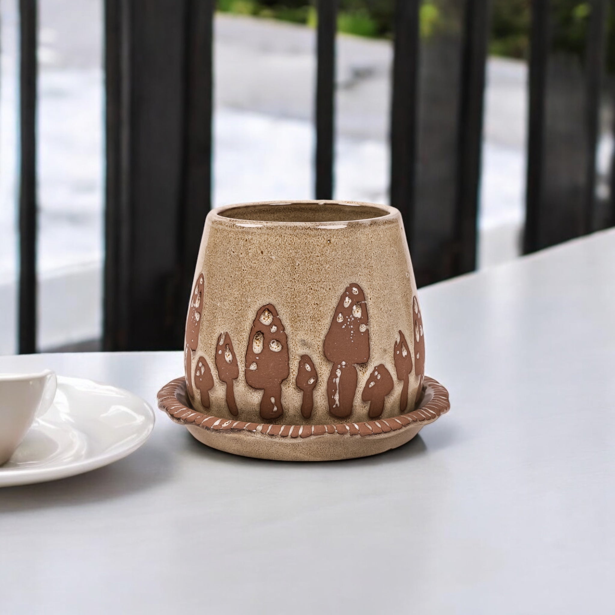 Wild Mushroom Pot and Saucer from Green Fresh Florals + Plants