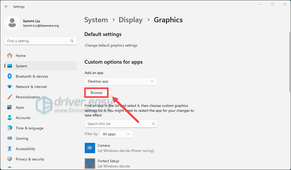 Windows 11 - Change graphics preference